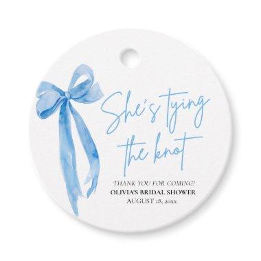 Dusty Blue Bow She's Tying the Knot  Favor Tags