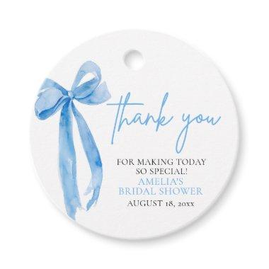 Dusty Blue Bow She's Tying the Knot  Favor Tags