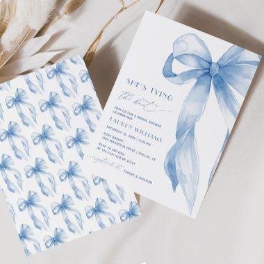 Dusty Blue Bow She's Tying the Knot