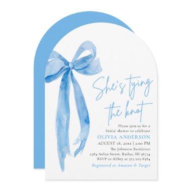 Dusty Blue Bow She's Tying the Knot