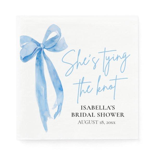 Dusty Blue Bow She's Tying the Knot  Napkins