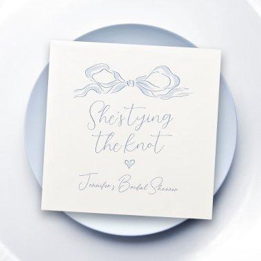 Dusty Blue Bow She's Tying the Knot  Napkins