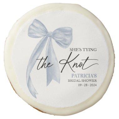 Dusty Blue Bow She's Tying the Knot  Sugar Cookie