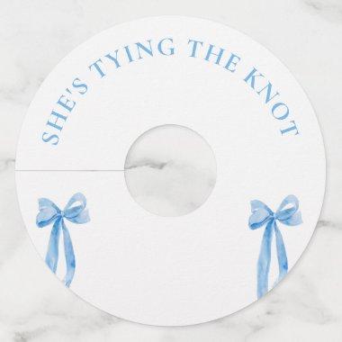 Dusty Blue Bow She's Tying The Knot  Wine Glass Tag