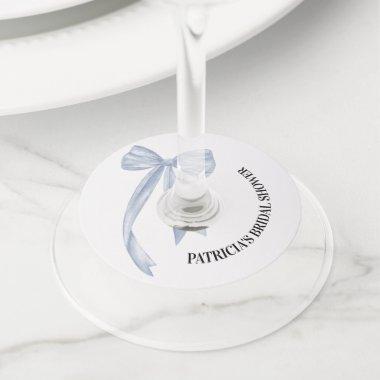Dusty Blue Bow She's Tying the Knot  Wine Glass Tag