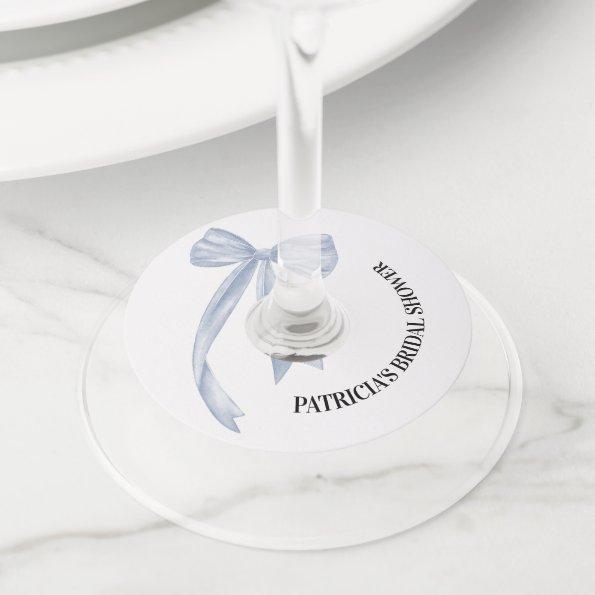 Dusty Blue Bow She's Tying the Knot  Wine Glass Tag