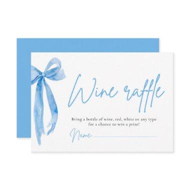 Dusty Blue Bow Wine Raffle Ticket