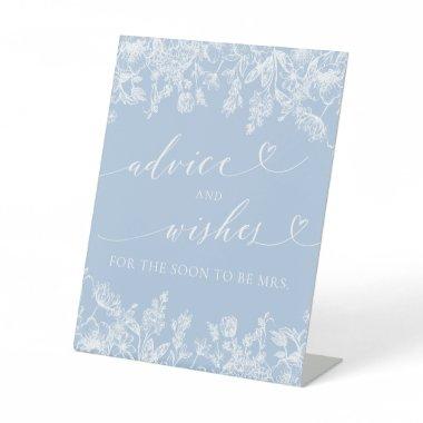 Dusty Blue Bridal Shower Advice and Wishes Sign