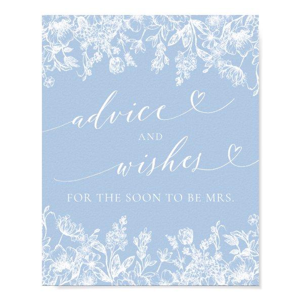 Dusty Blue Bridal Shower Advice and Wishes Sign