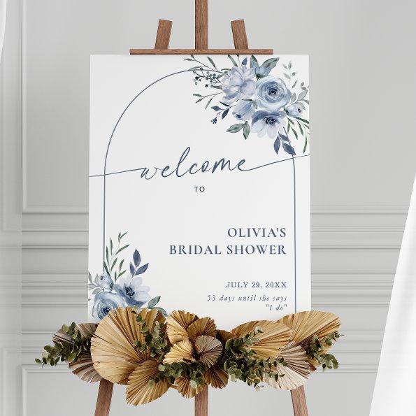 Dusty Blue Bridal Shower Arch Welcome Sign