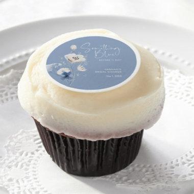 Dusty Blue Bridal Shower Cupcake Edible Frosting Rounds