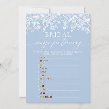 Dusty Blue Bridal Shower Emoji Pictionary Game Invitations