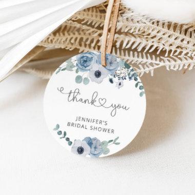 Dusty blue bridal shower favor tag