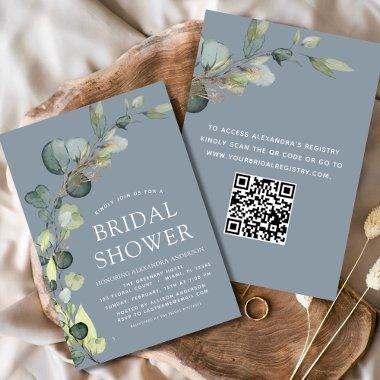 Dusty Blue  QR Code Eucalyptus