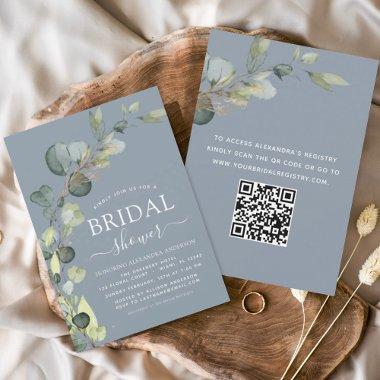 Dusty Blue  QR Code Eucalyptus