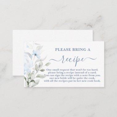 Dusty Blue Bridal Shower Recipe Invitations Request