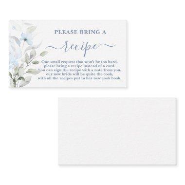 Dusty Blue Bridal Shower Recipe Invitations Request