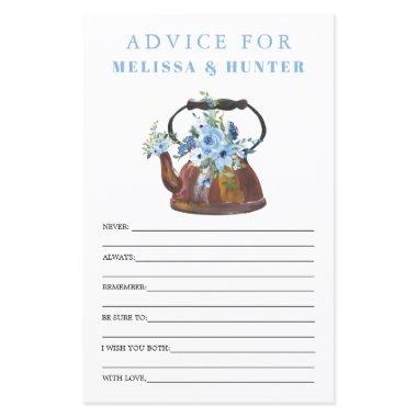 Dusty Blue Bridal Shower Tea Party Advice Cards
