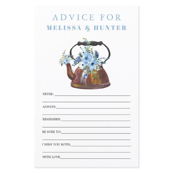 Dusty Blue Bridal Shower Tea Party Advice Cards