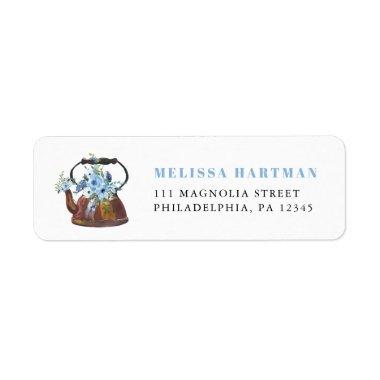 Dusty Blue  Tea Party Return Address Label