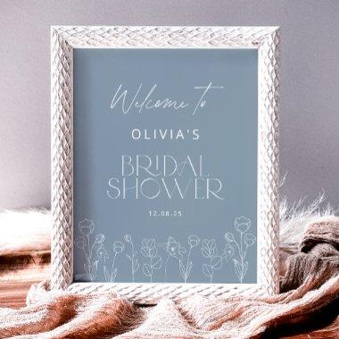 Dusty Blue Bridal Shower Welcome Poster