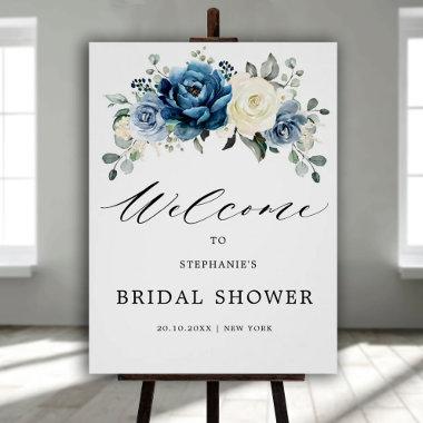 Dusty Blue Champagne Ivory Bridal Shower Welcome Poster