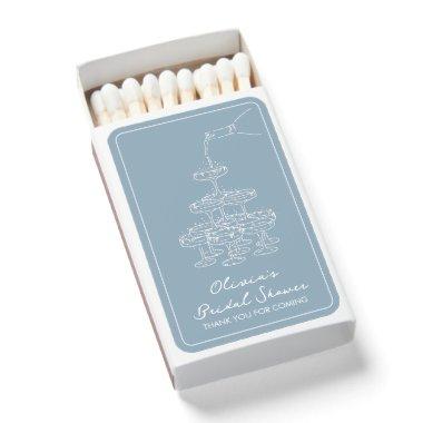 Dusty Blue Champagne Tower  Favor Matchboxes