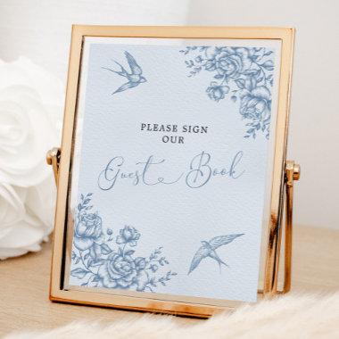 Dusty Blue Chinoiserie Baby Shower Guest Book