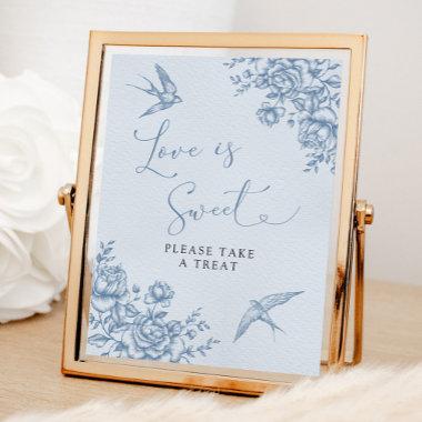Dusty Blue Chinoiserie Baby Shower Love is Sweet Poster