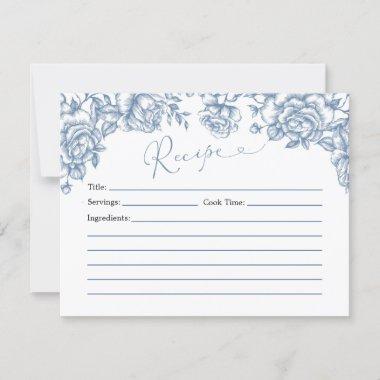 Dusty Blue Chinoiserie Baby Shower Recipe Invitations