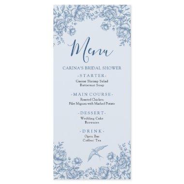 Dusty Blue Chinoiserie Bridal Shower Menu