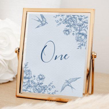 Dusty Blue Chinoiserie Bridal Shower Table Number