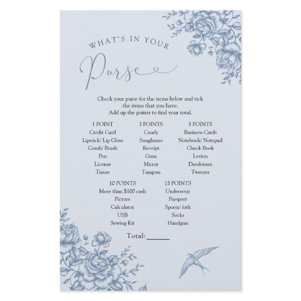 Dusty Blue Chinoiserie Bridal What's in Your Purse