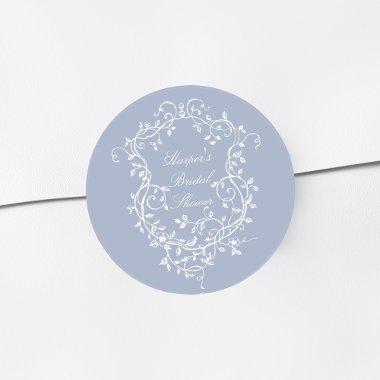 Dusty Blue Classy French Victorian  Classic Round Sticker