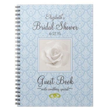 Dusty Blue Damask  Guest Book -