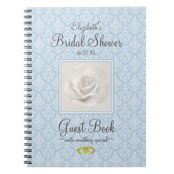 Dusty Blue Damask Bridal Shower Guest Book -