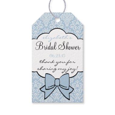 Dusty Blue Damask Bridal Shower Thank You Gift Tags