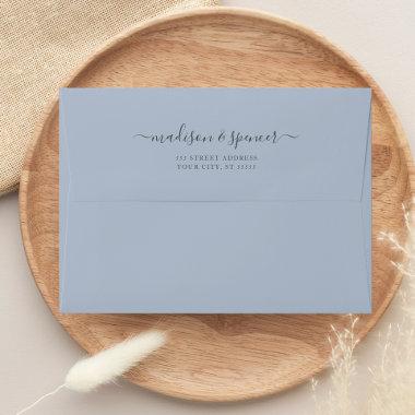 Dusty Blue elegant and modern wedding Envelope