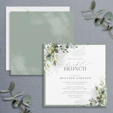 Dusty Blue Eucalyptus Botanical Bridal Brunch Invitations