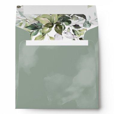 Dusty Blue Eucalyptus Botanical Bridal Shower Envelope