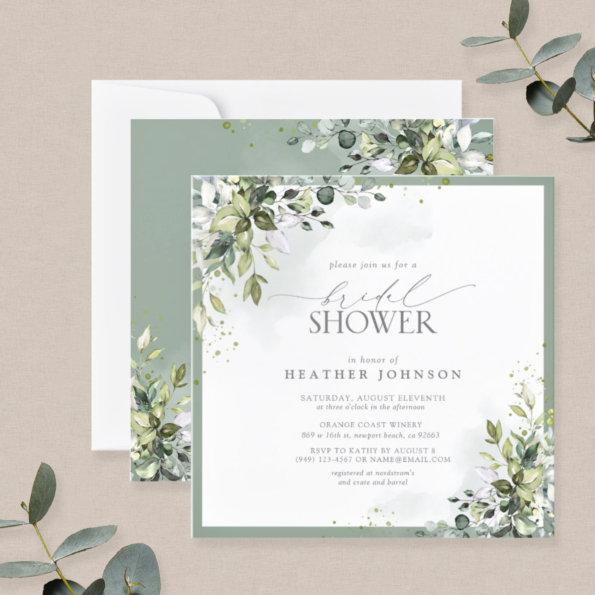 Dusty Blue Eucalyptus Botanical Bridal Shower Invitations