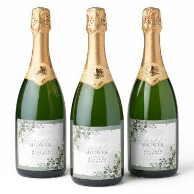 Dusty Blue Eucalyptus Botanical  Sparkling Wine Label