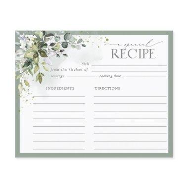 Dusty Blue Eucalyptus Botanical Shower Recipe Invitations