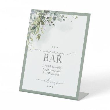 Dusty Blue Eucalyptus Bridal Shower Mimosa Bar Pedestal Sign