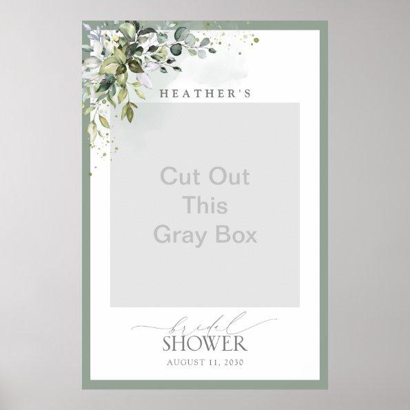 Dusty Blue Eucalyptus Bridal Shower Photo Booth Poster