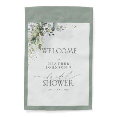 Dusty Blue Eucalyptus Floral Bridal Shower Welcome Garden Flag