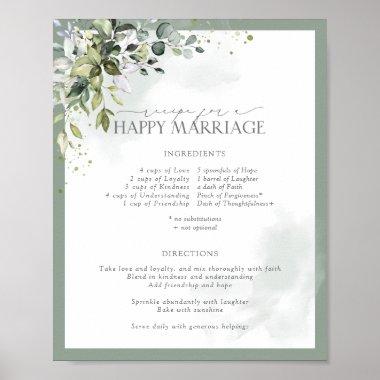 Dusty Blue Eucalyptus Recipe for a Happy Marriage Poster