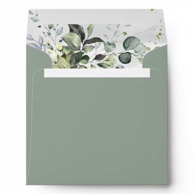 Dusty Blue Eucalyptus Watercolor  Envelope