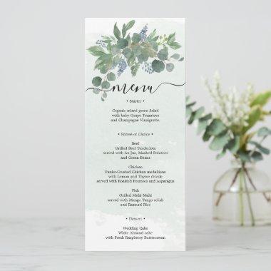 Dusty Blue Eucalyptus Wedding Menu Bridal Shower Invitations