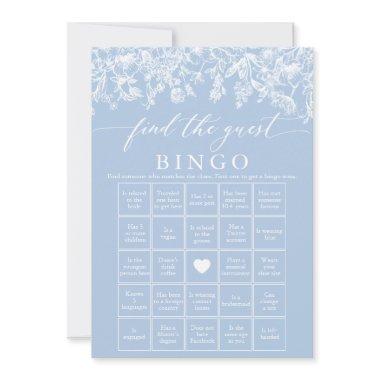 Dusty Blue Find the Guest Bingo Bridal Shower Game Invitations